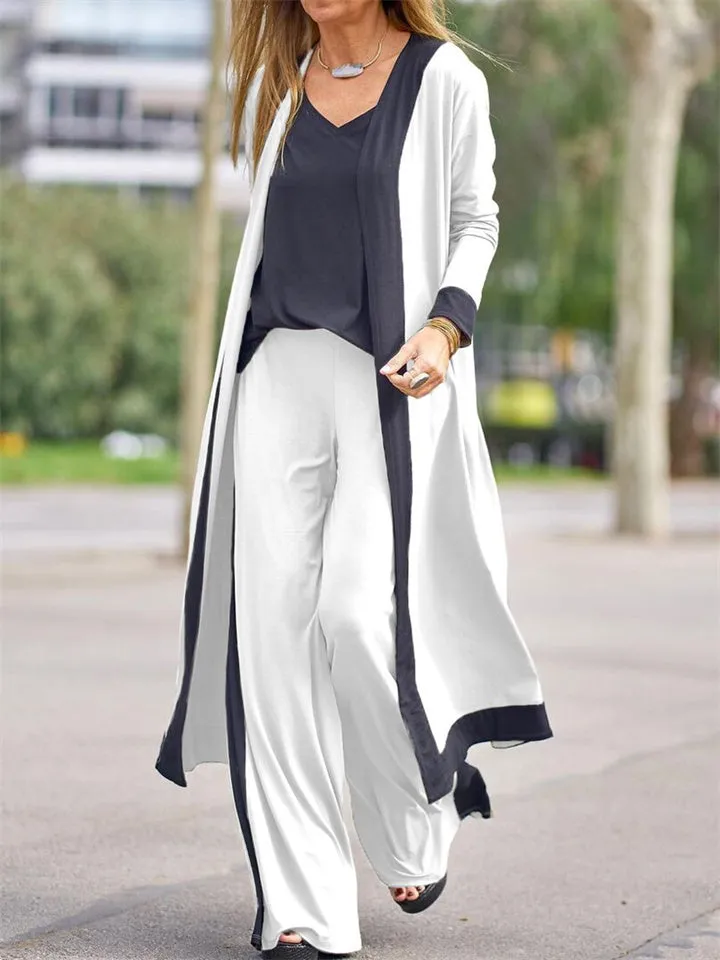 🔥 Stylish Casual Womenswear 💖 3 Piece Set (Soft Vest, Long Sleeve Cardigan Top   High Waisted Pants)