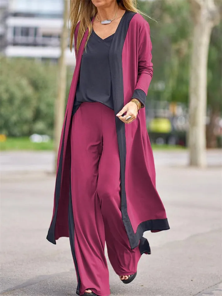 🔥 Stylish Casual Womenswear 💖 3 Piece Set (Soft Vest, Long Sleeve Cardigan Top   High Waisted Pants)