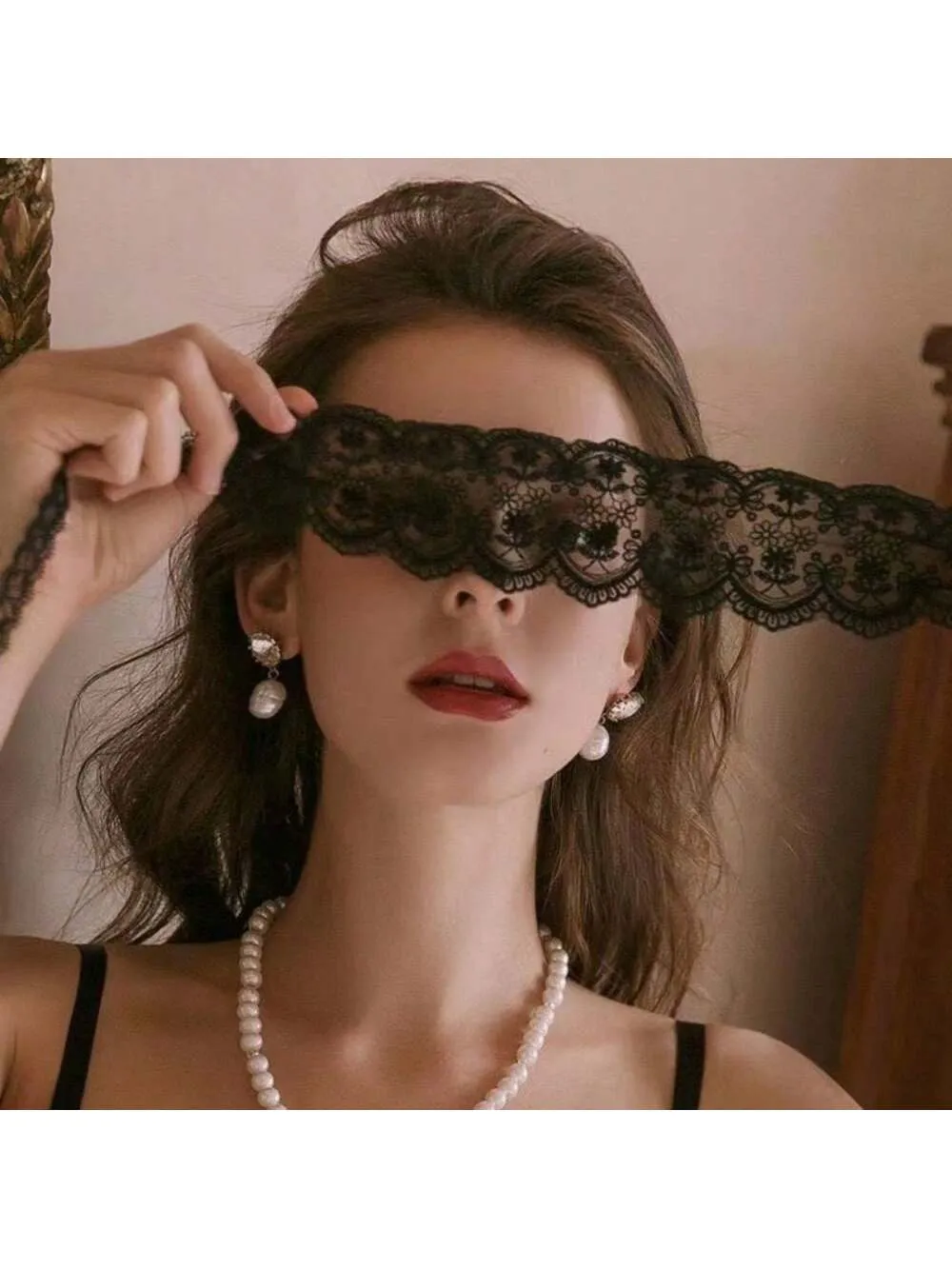 1PC Black And White Lace Eye Mask, Sexy Lace Masquerade Mask, Elegant Costume Accessories