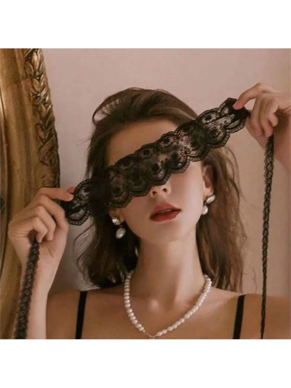 1PC Black And White Lace Eye Mask, Sexy Lace Masquerade Mask, Elegant Costume Accessories