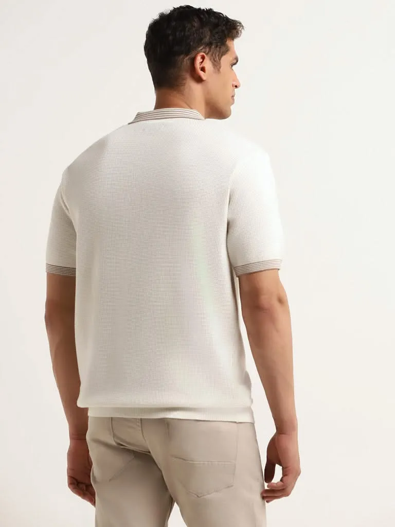 Ascot Off-White Ribbed Relaxed Fit T-Shirt