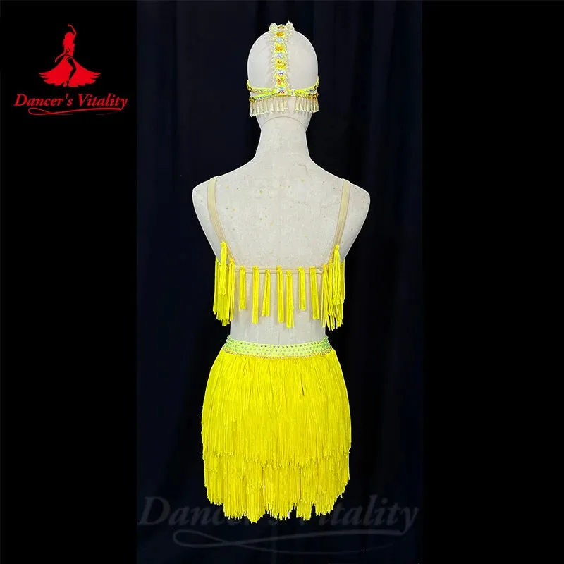 Belly Dance Costume Suit Women's Customized Tassels Bra Light Luxury Rhinestone Skirt Oriental Professional Performance Costumes