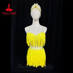 Belly Dance Costume Suit Women's Customized Tassels Bra Light Luxury Rhinestone Skirt Oriental Professional Performance Costumes