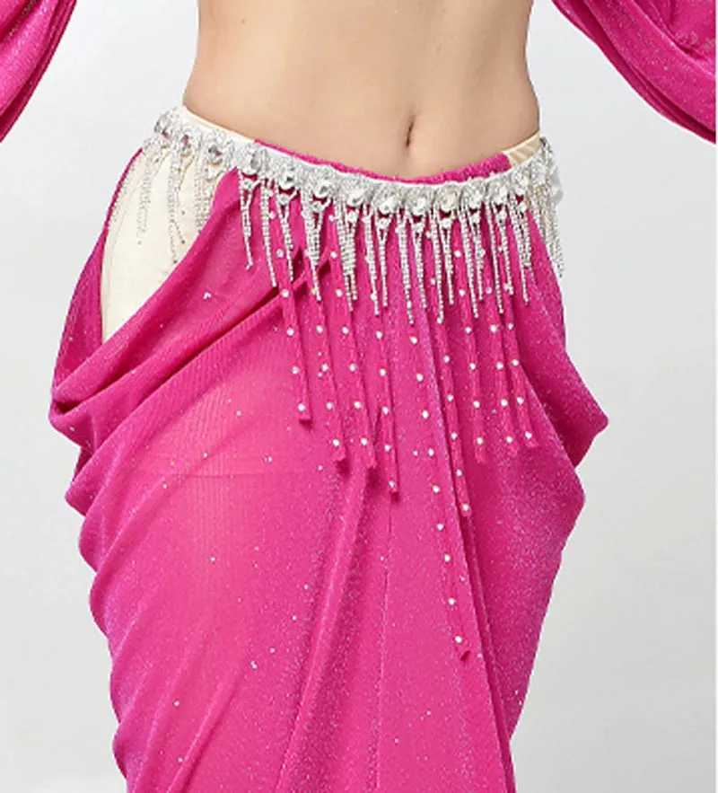 Belly Dance Performance Suit for Women Oriental Sleeveless Top gloves skirt 4pcs Girl's Belly Dancing Professional Clothing Set