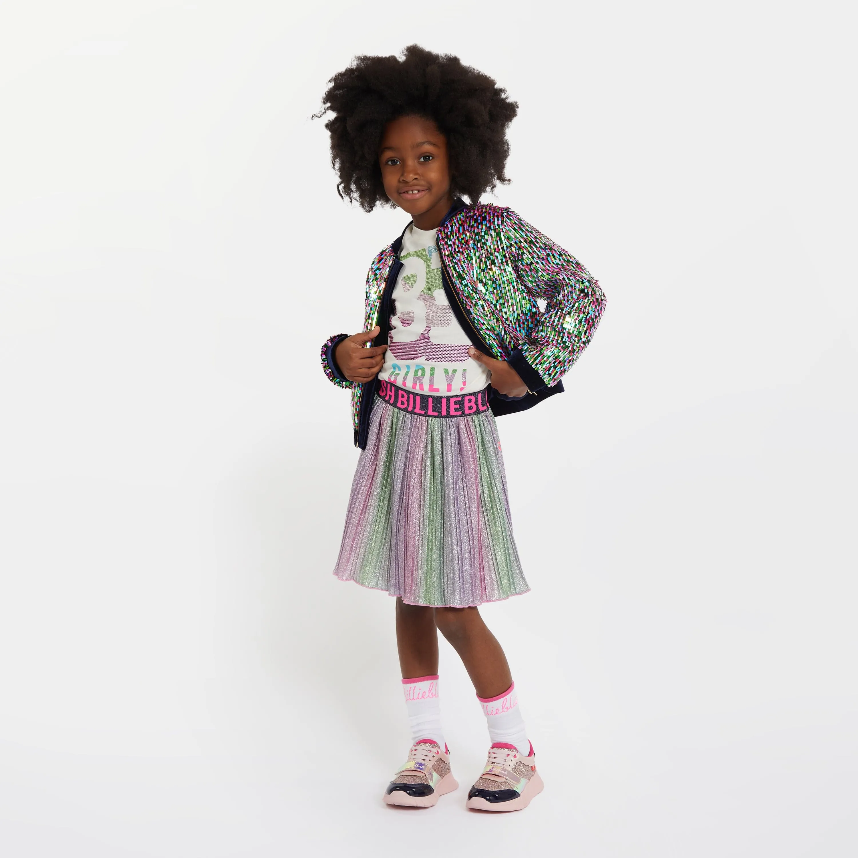 Billieblush Girls Metallic Pleated Skirt in Multicolour