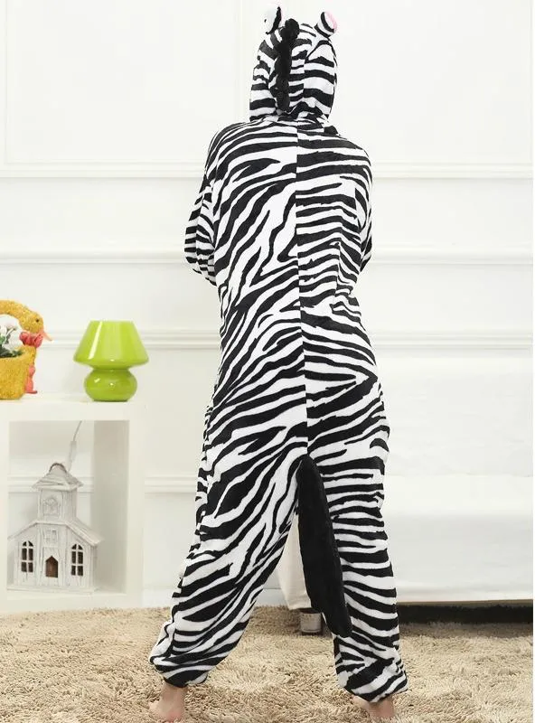 BLACK ZEBRA COSTUME PAJAMAS SLEEPWEAR ONESIE