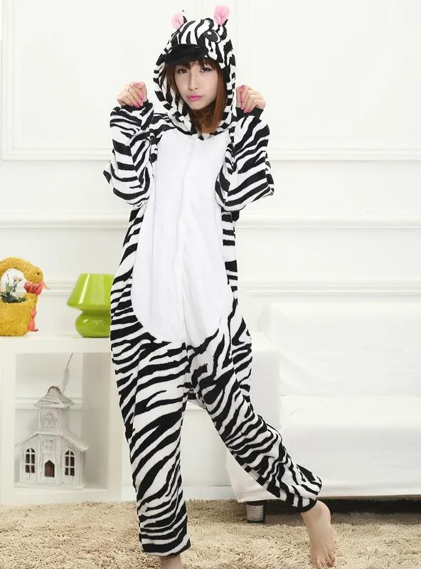 BLACK ZEBRA COSTUME PAJAMAS SLEEPWEAR ONESIE