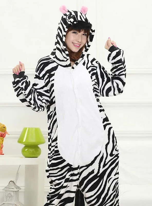 BLACK ZEBRA COSTUME PAJAMAS SLEEPWEAR ONESIE