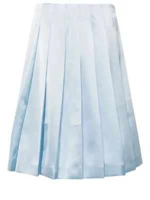 Blue Satin Midi Skirt