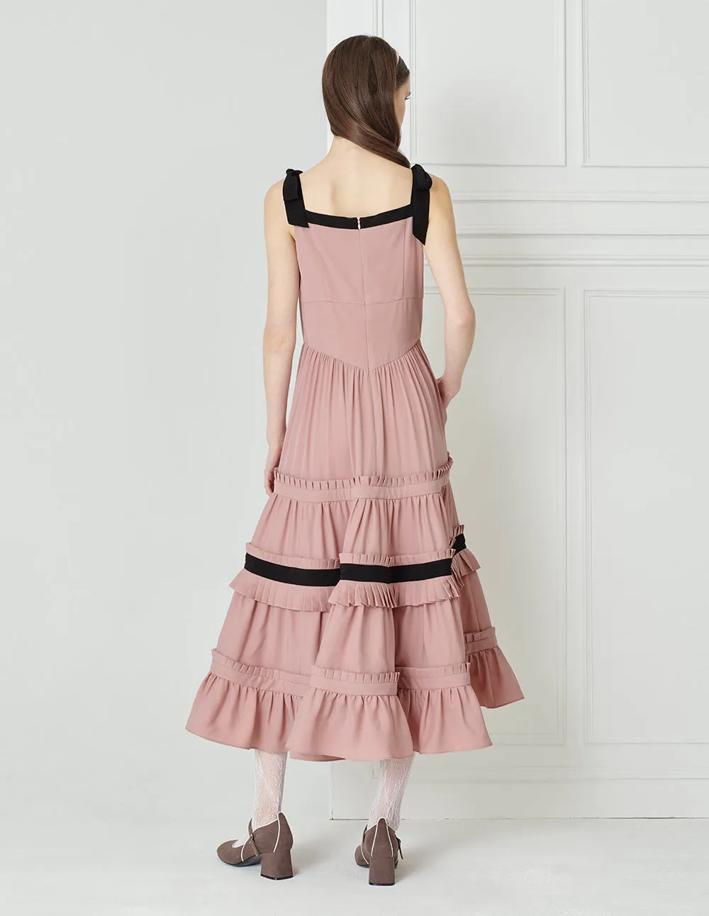 BORA AKSU Pink Color-Block Pleated Dress