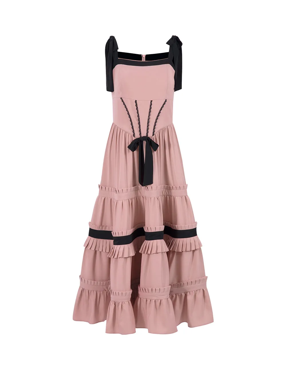 BORA AKSU Pink Color-Block Pleated Dress