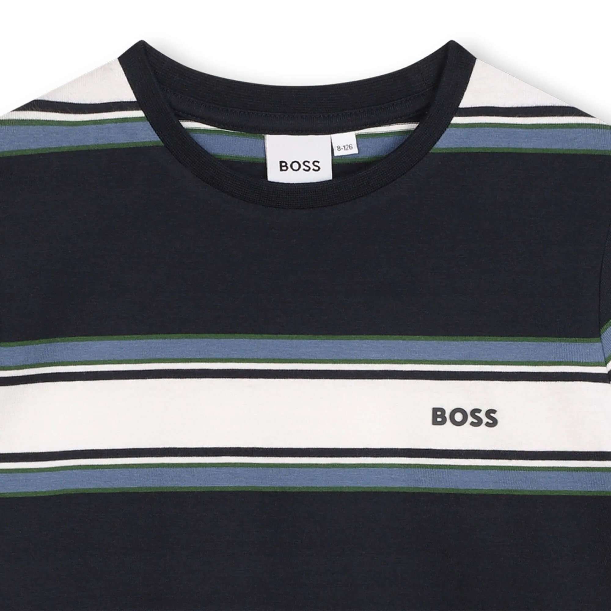 Boys Navy & White Short Sleeve Stripe T-Shirt