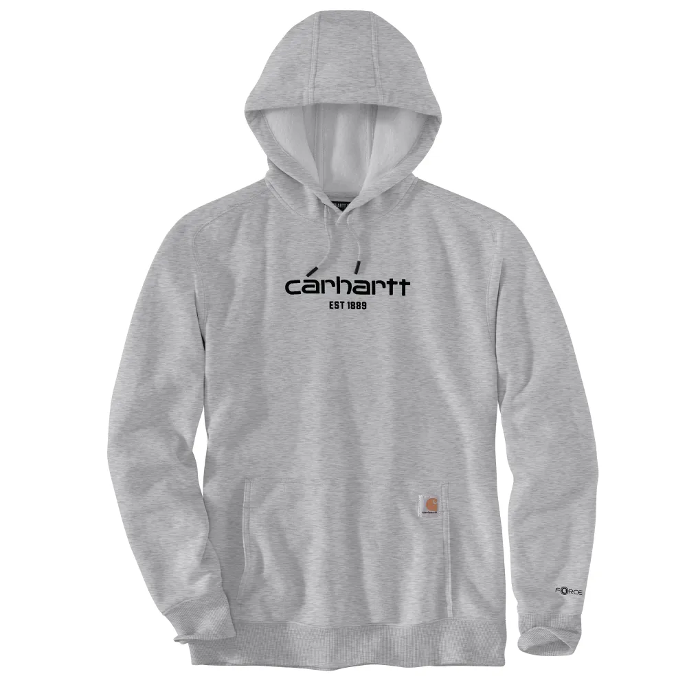 Carhartt Mens Force Relaxed Fit Lightweight Logo Graphic Fleece Pullover Hoodie