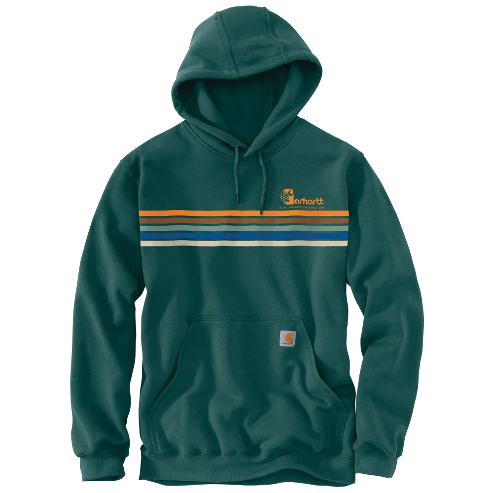 Carhartt Mens Loose Fit Midweight Stripe Graphic Pullover Hoodie