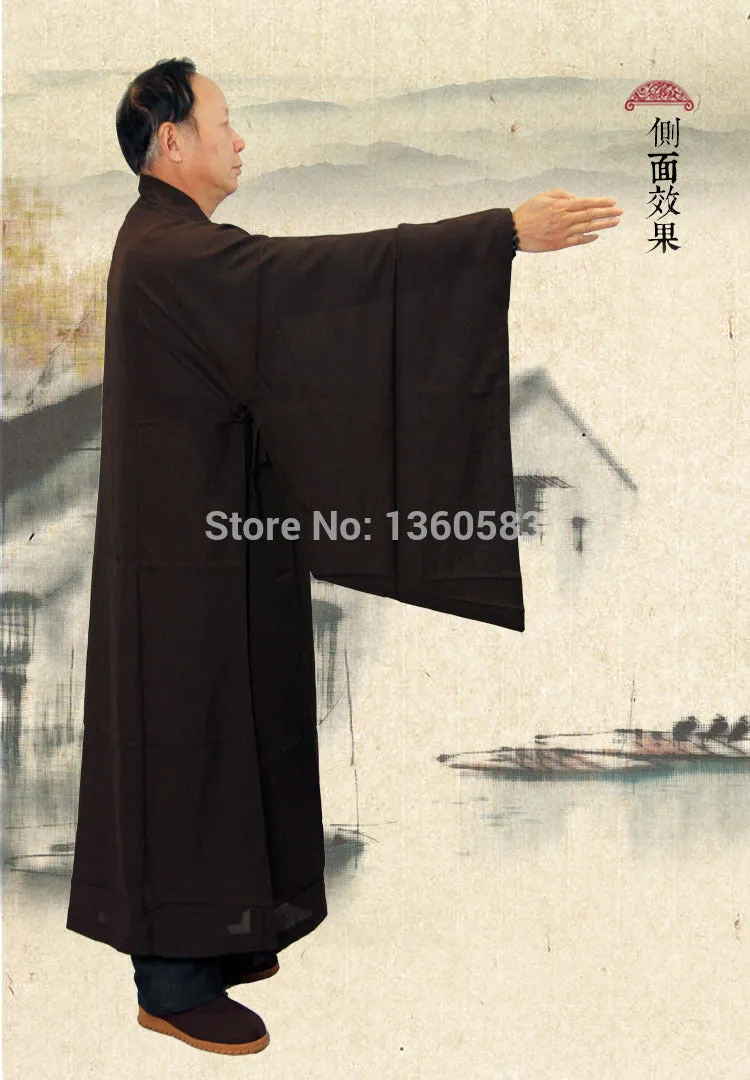 Coffee Monk Robes Suits, Uniforms Martial Arts Gown Unisex Clothing