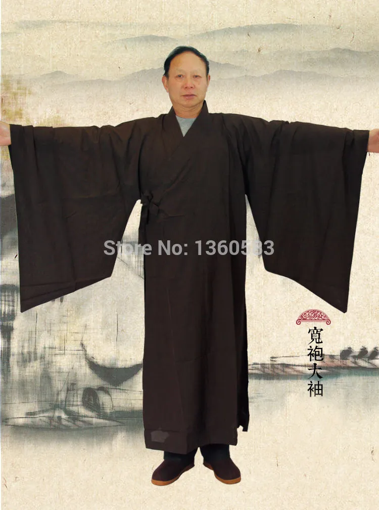 Coffee Monk Robes Suits, Uniforms Martial Arts Gown Unisex Clothing