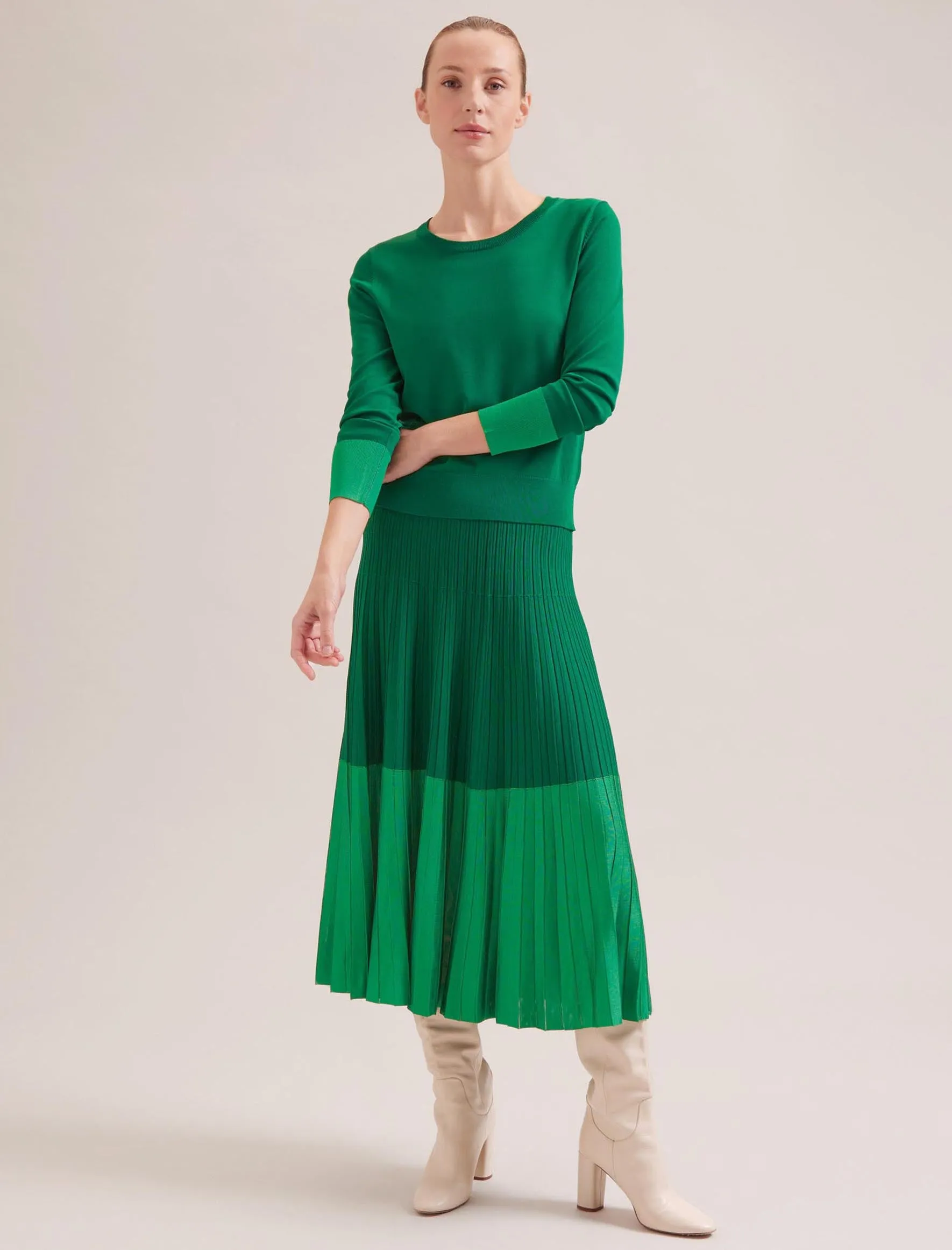 Colette Contrast Hem Skirt - Emerald Green