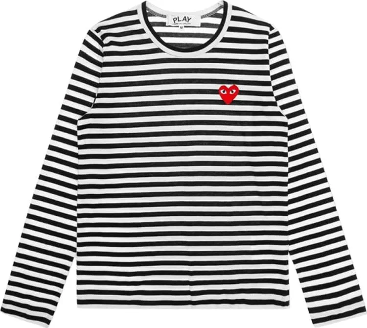 Comme Des Garçons Play Striped Heart Long-Sleeve T-Shirt 'Black/White', black