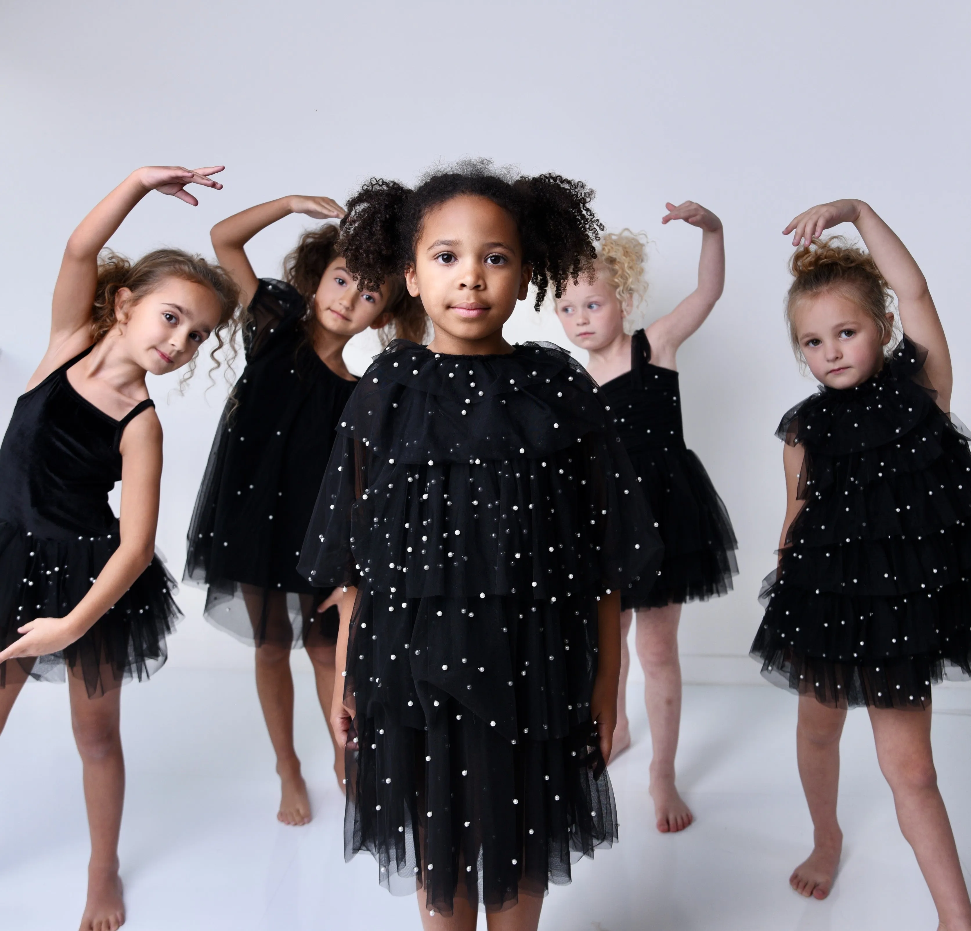 DOLLY® VELVET LEOTARD ROMPER WITH PEARL TULLE  black  ⚪