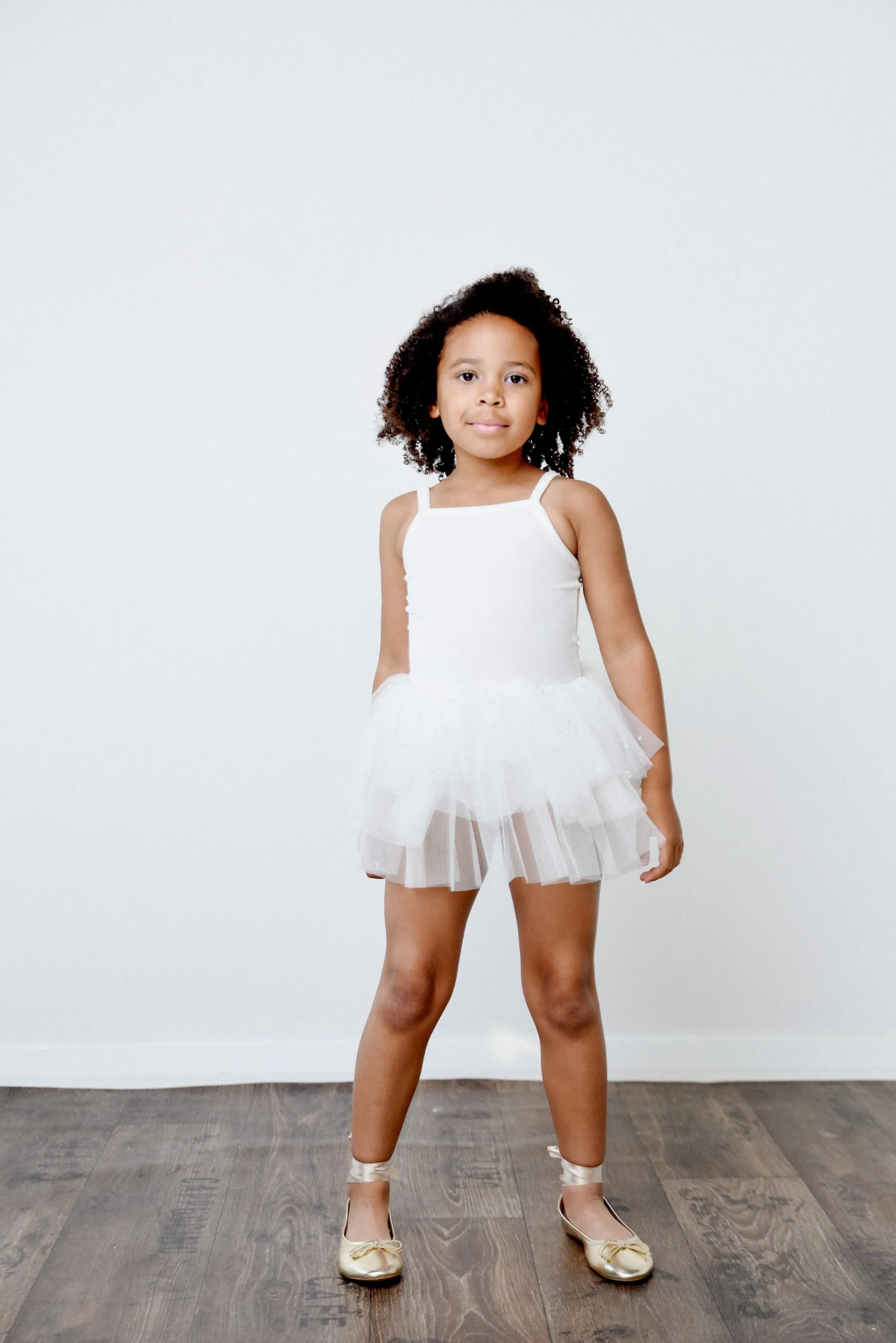 DOLLY® VELVET LEOTARD ROMPER WITH PEARL TULLE  white  ⚪