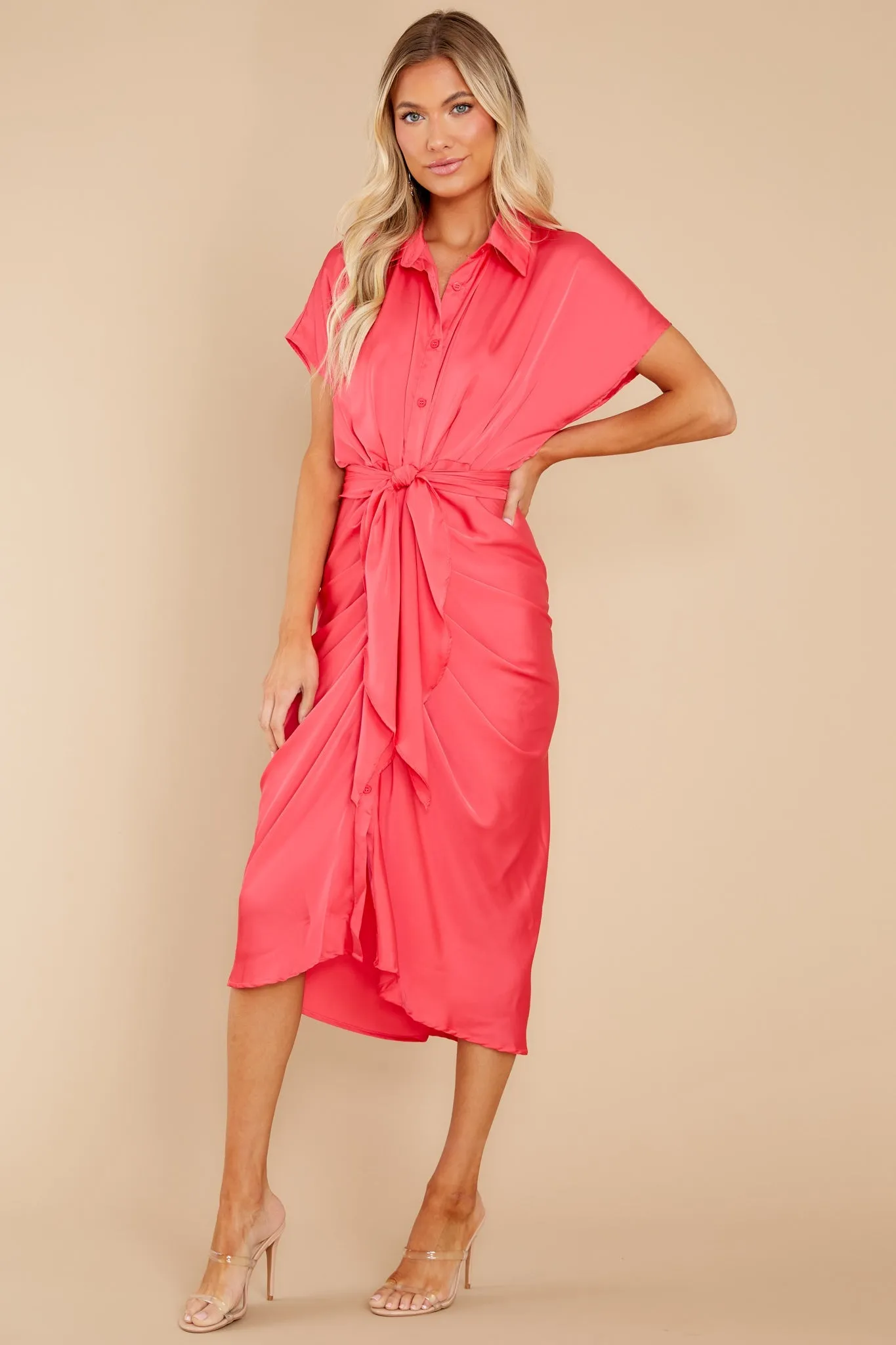 Elegant Edge Hot Pink Midi Dress