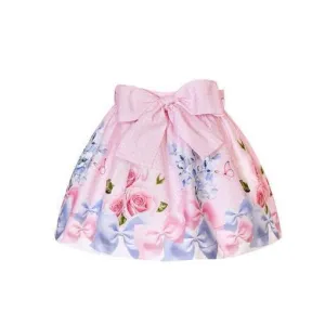 Girls Pink Floral Skirt