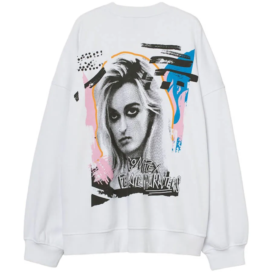 H&M Oversized Printed Maeve Sweatshirt, white