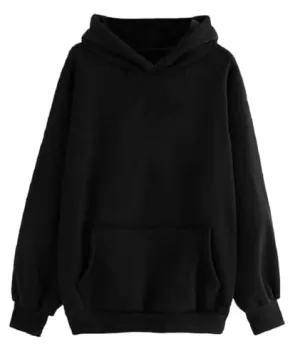 LEOTUDE Women's Oversized Hooded Neck Sweatshirt (GRL_W88_Blak_P_Black_XL)