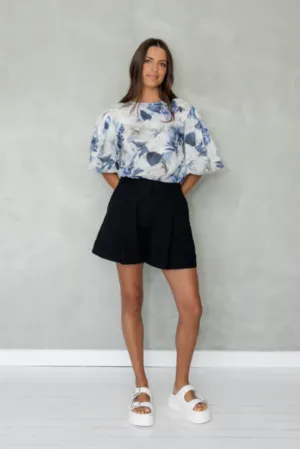 Look At Me Puff Sleeve Top - Blue Floral