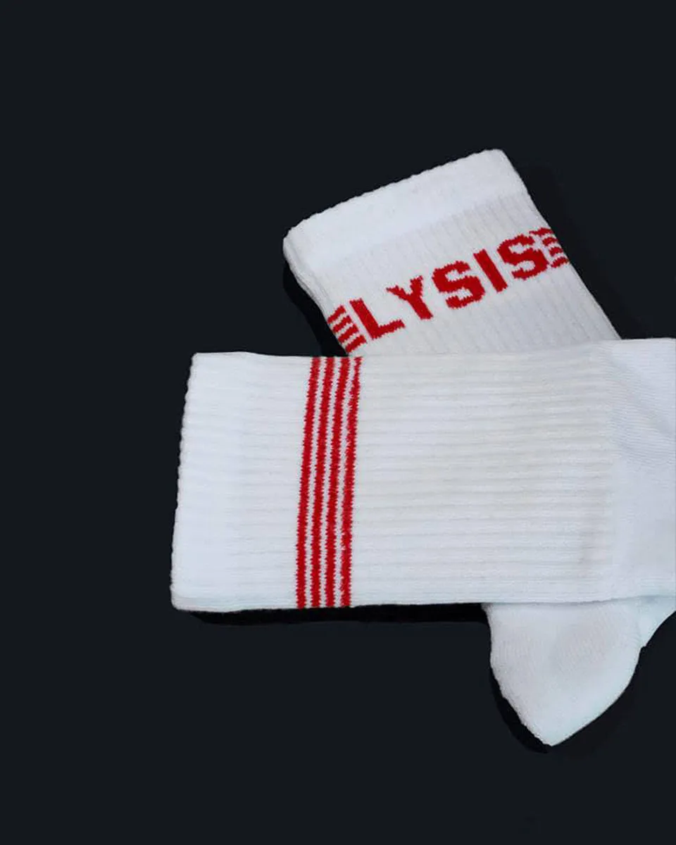 LYSISTRATA "Lysis White & Red Striped Socks"