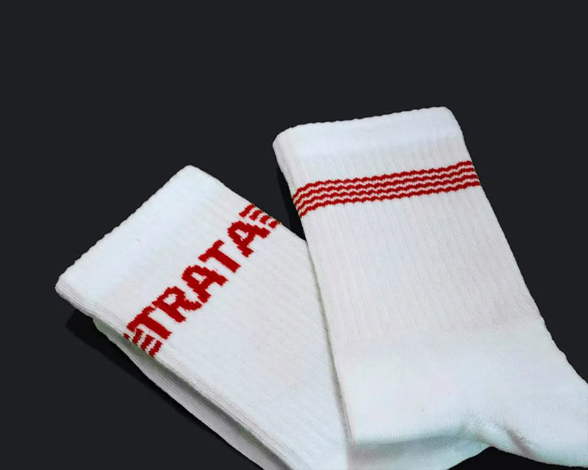 LYSISTRATA "Lysis White & Red Striped Socks"