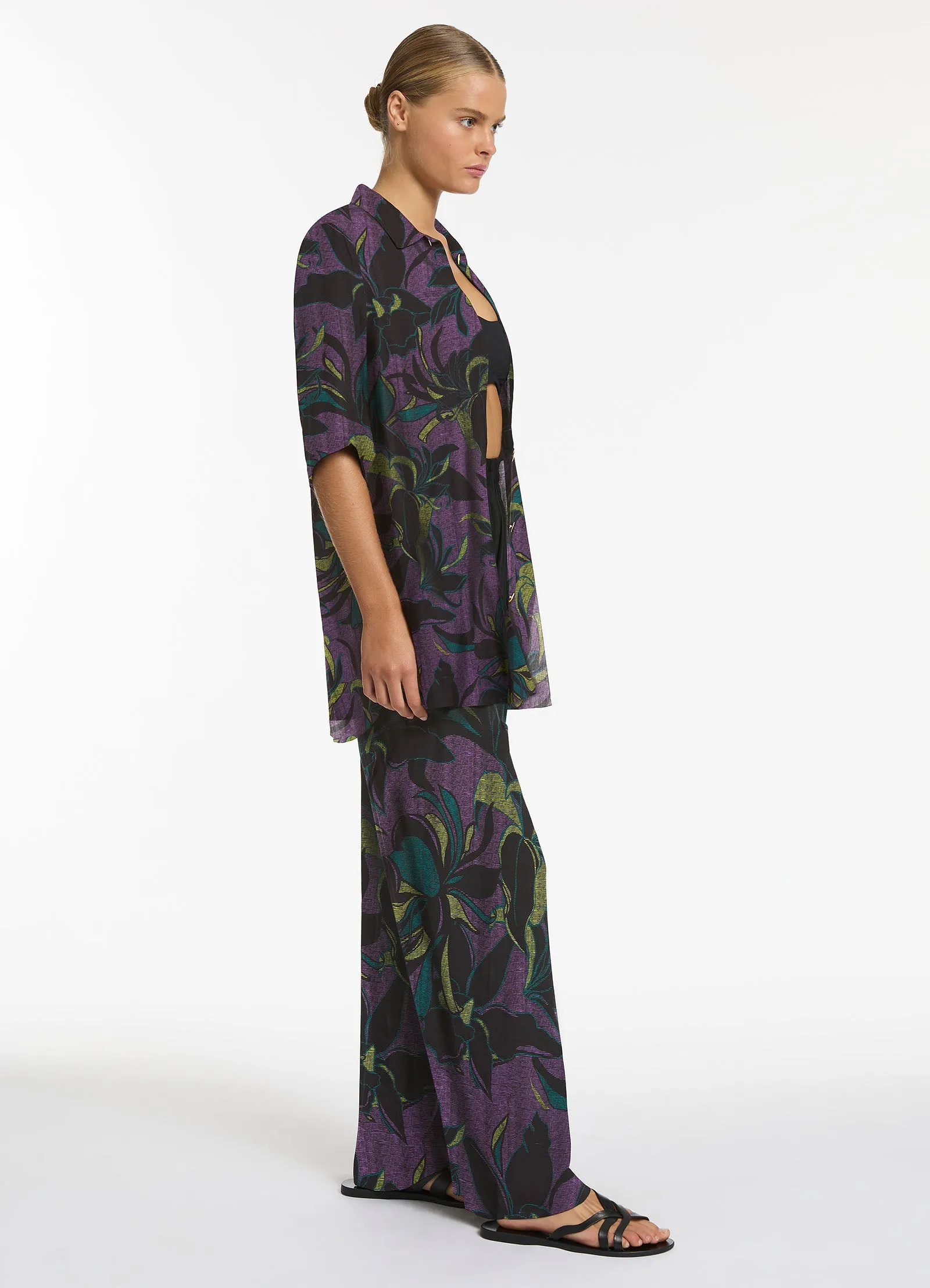 Midnight Tropical Wide Leg Pant - Amethyst