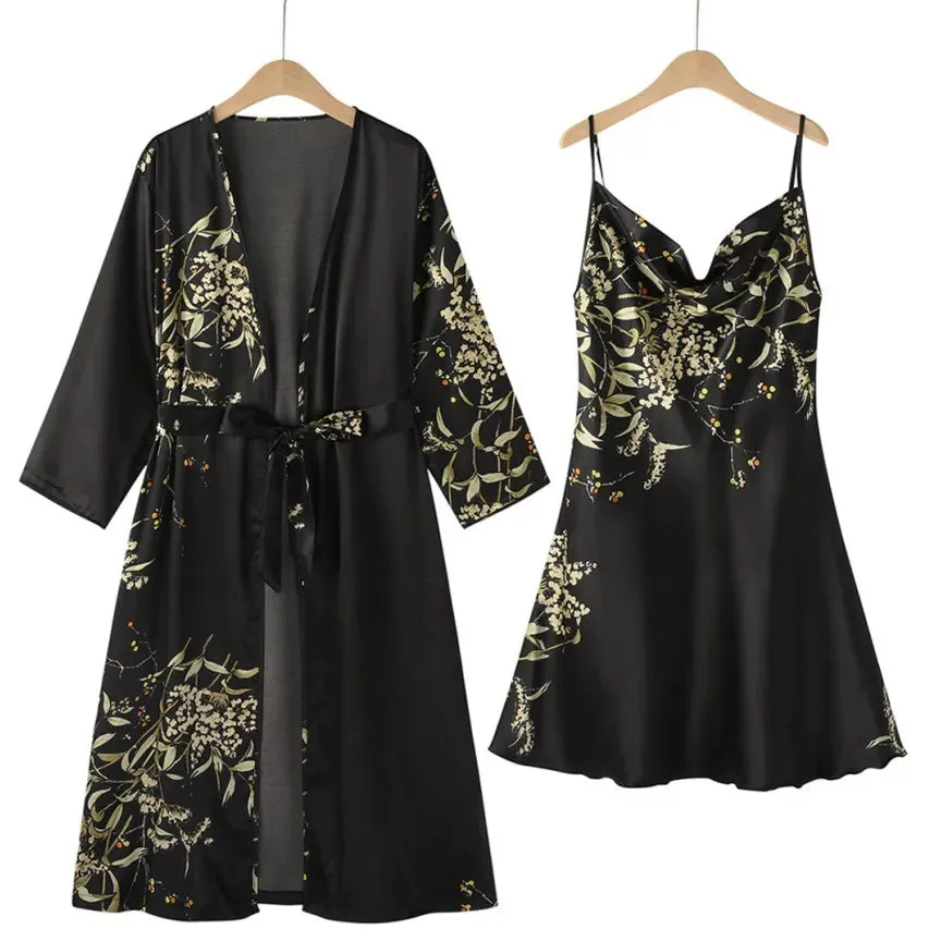 Morning Coffee Satin Robe Set