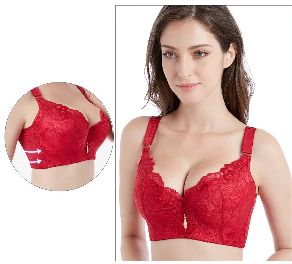 OCW Lace Push Up Bra Comfortable Back Support Adjustable Wide Straps