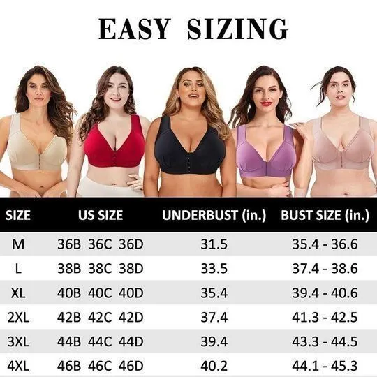 OCW MASI BRA - Plus Size Front Closure Elastic Push Up Comfort Bra