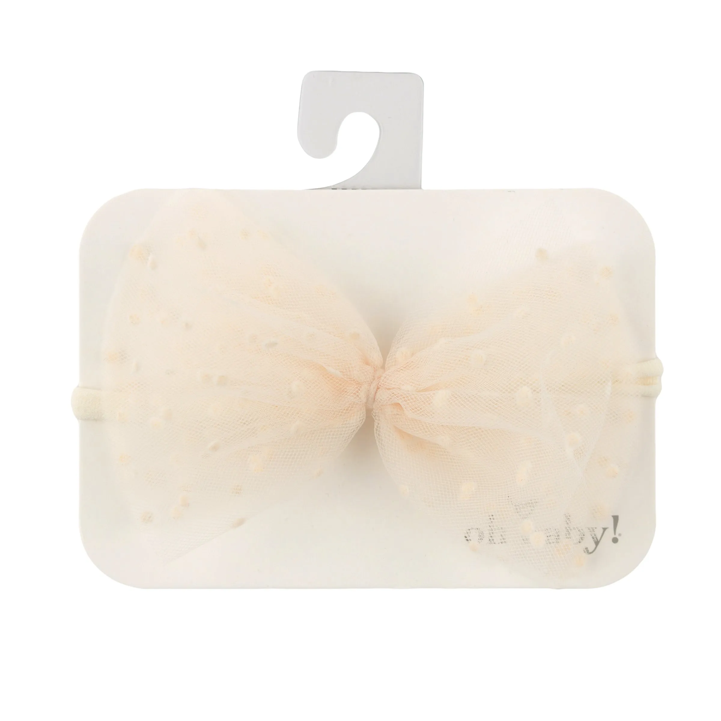 oh baby! Velvet Mini Dot Mesh Bow Nylon Headband - Vintage Snow