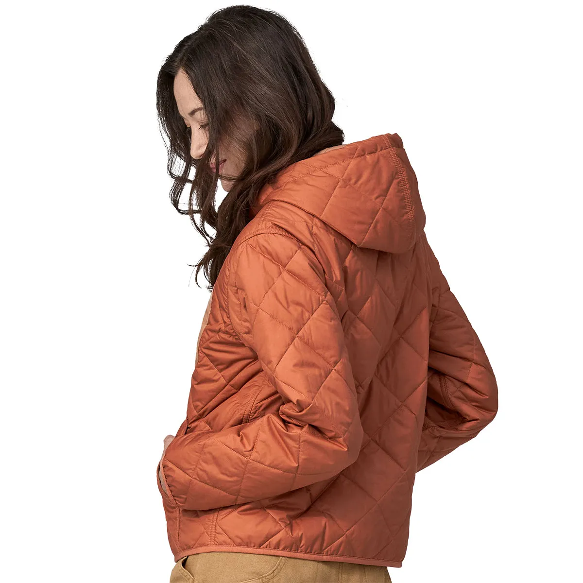 Patagonia Women's Diamond Quilted Bomber Hooded Zip Jacket - Sienna Clay