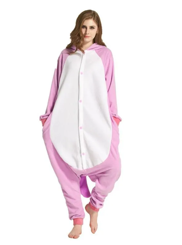 PINK ANIMAL CARTOON CONJOINED PAJAMAS PURPLE UNICORN