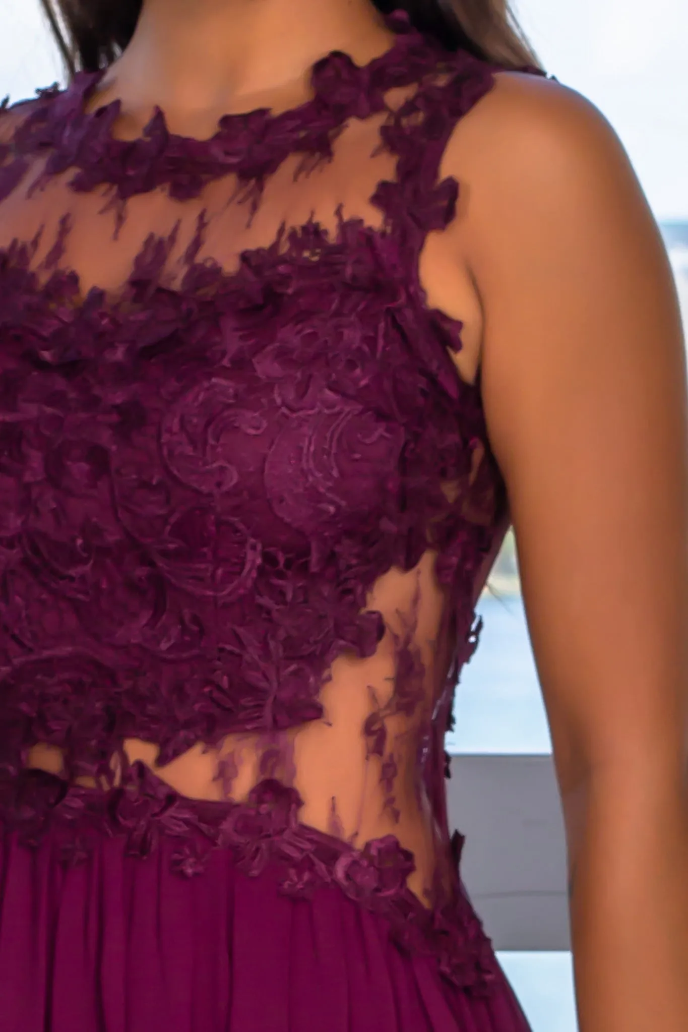 Plum Lace Top Maxi Dress