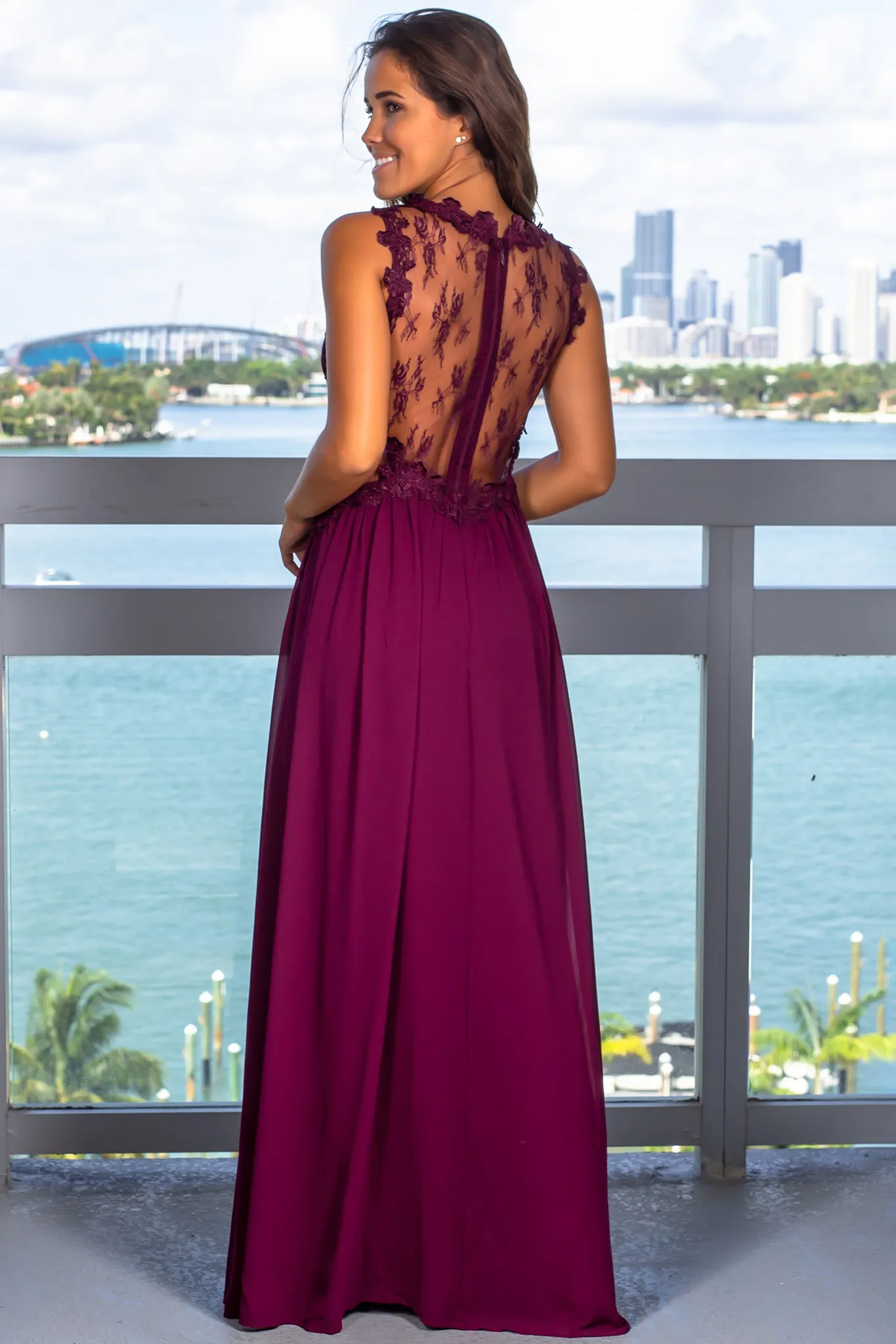 Plum Lace Top Maxi Dress