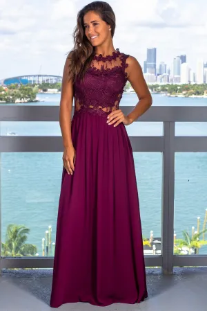 Plum Lace Top Maxi Dress