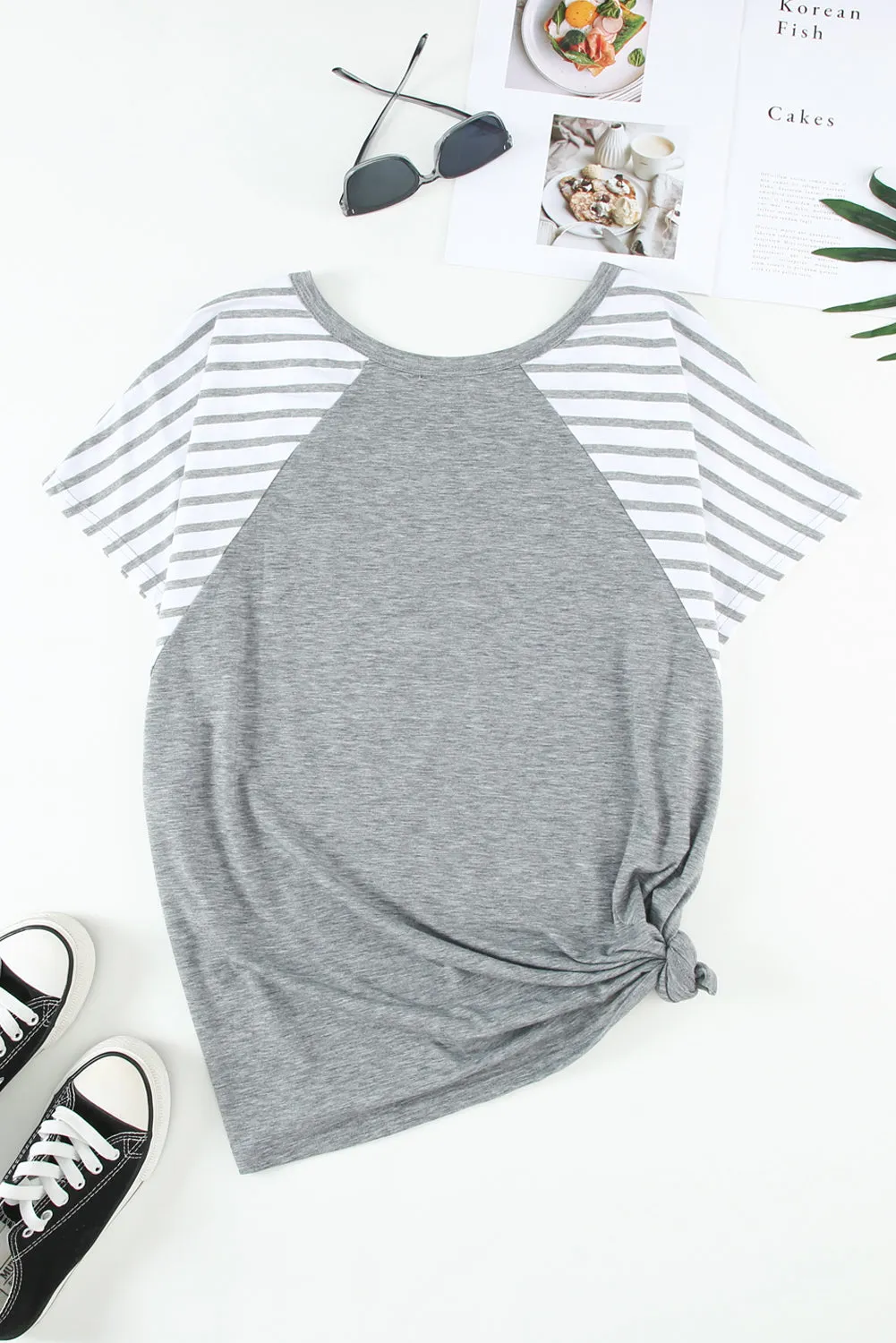 Plus Size Striped Raglan Sleeve T-Shirt