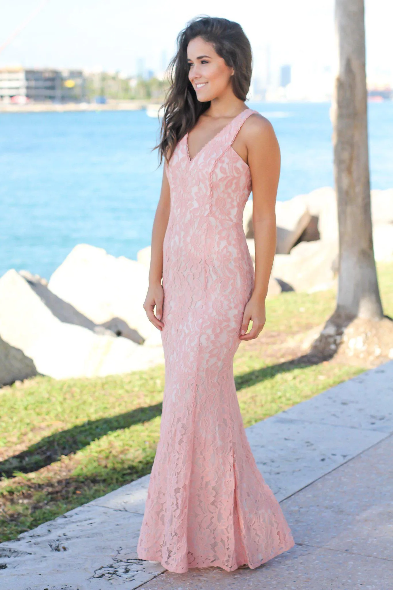 Rose Lace Sleeveless Maxi Dress