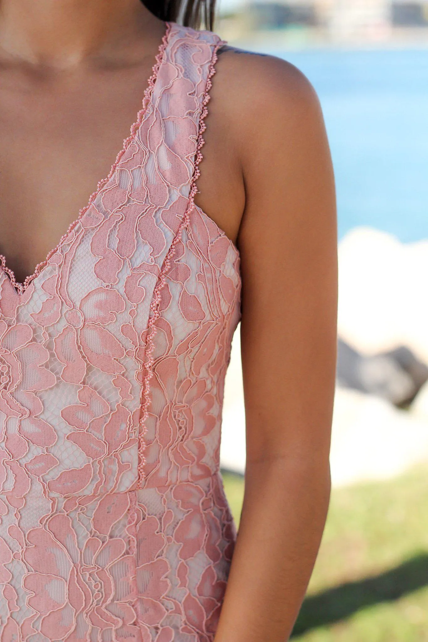 Rose Lace Sleeveless Maxi Dress