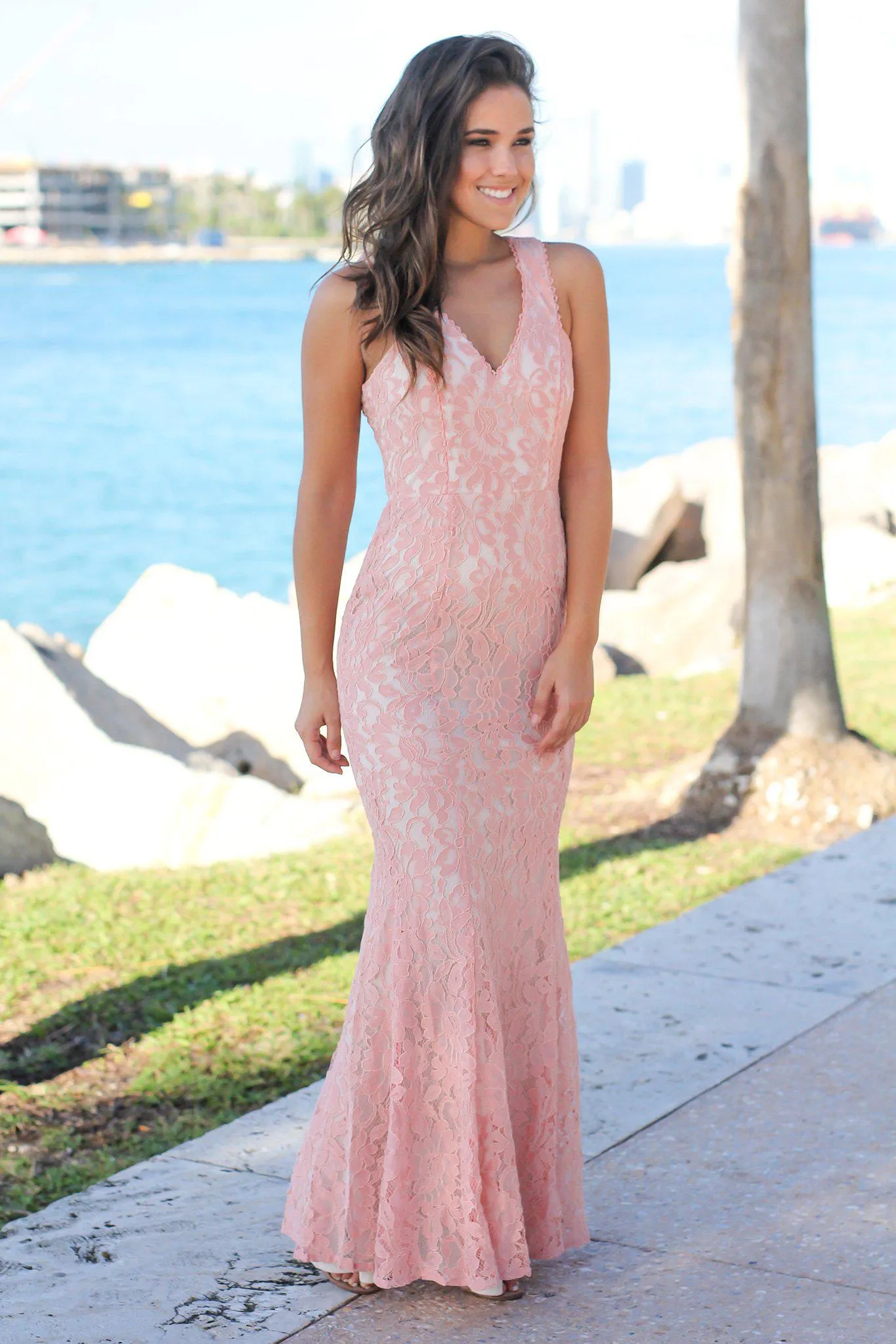 Rose Lace Sleeveless Maxi Dress