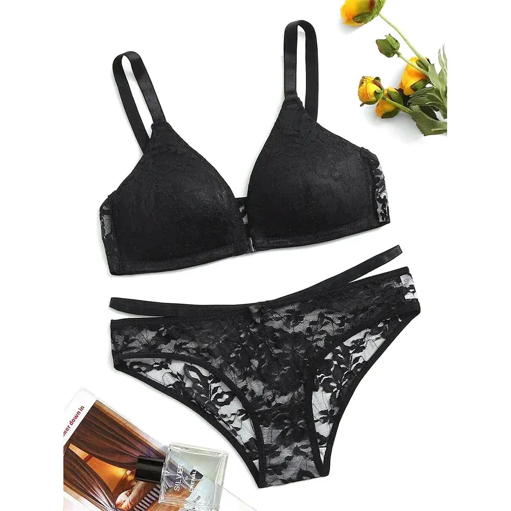 Sajiero Max Front Open Padded Bra and Panty Set