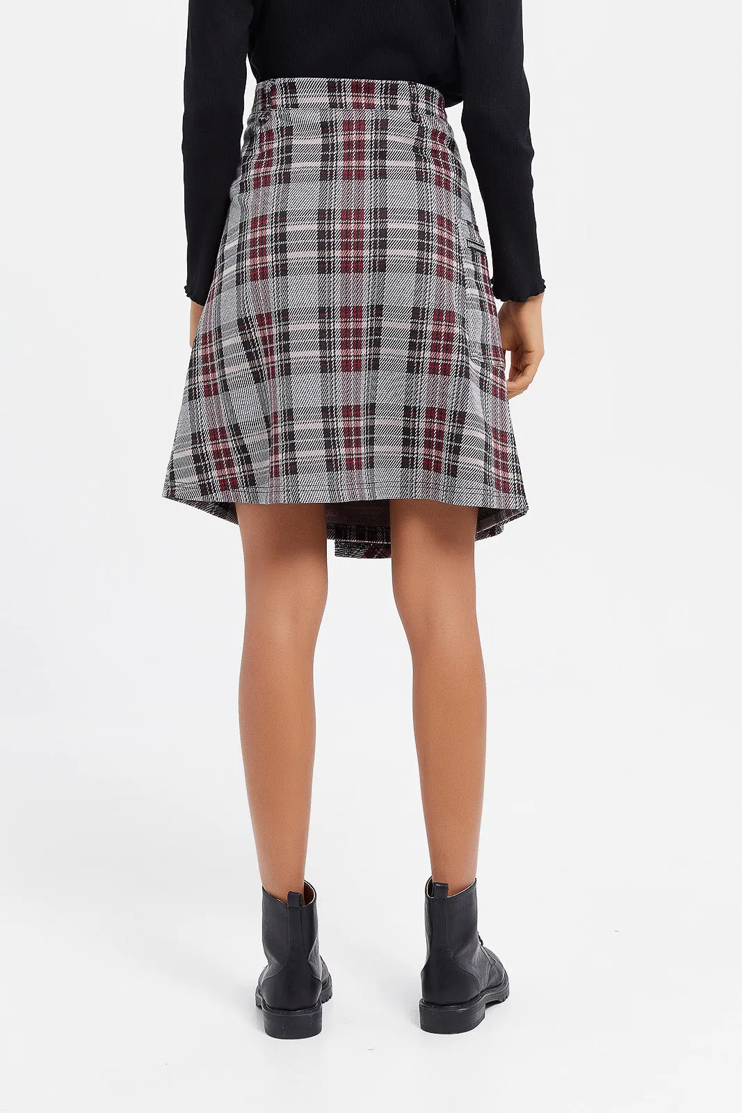 Senior Girls Grey Chain Pleated Skirt