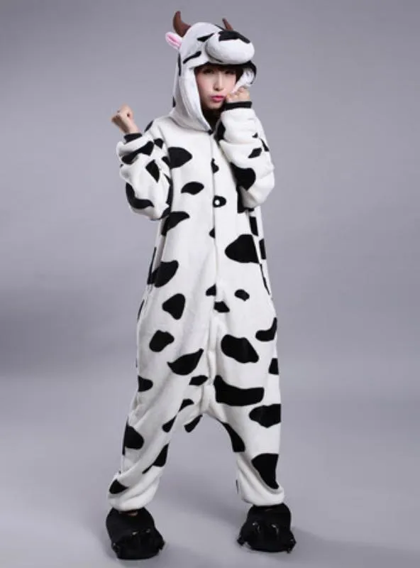 WOMEN COW CARTOON ANIMAL CONJOINED PAJAMAS