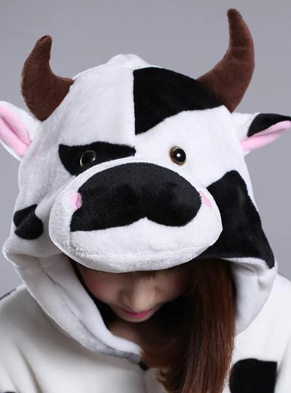 WOMEN COW CARTOON ANIMAL CONJOINED PAJAMAS