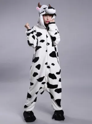 WOMEN COW CARTOON ANIMAL CONJOINED PAJAMAS